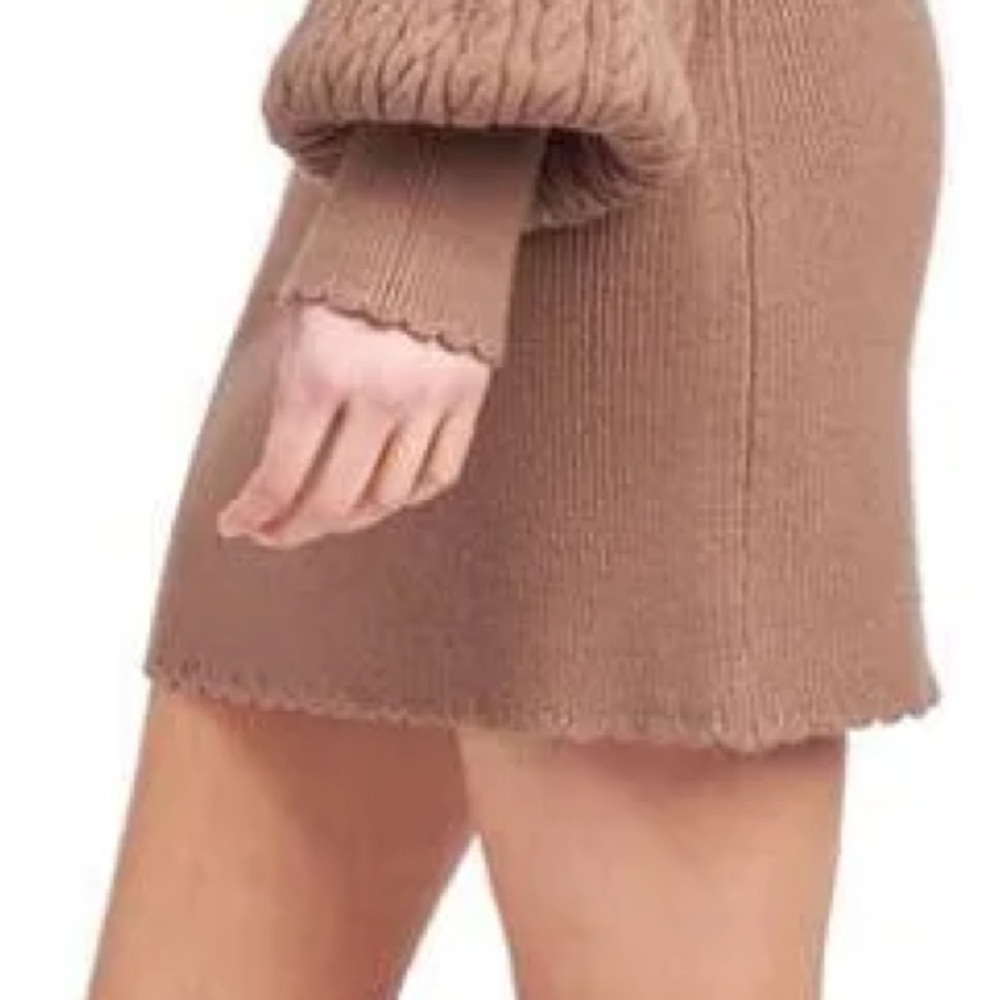 En Saison Cable Knit Turtleneck Dress - Brown - Picture 2 of 4